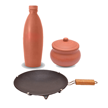 Combo Offer – NonStick Tawa With Handle(9 Inch),Curd Pot(500 Ml),Water bottle(1 Liter)